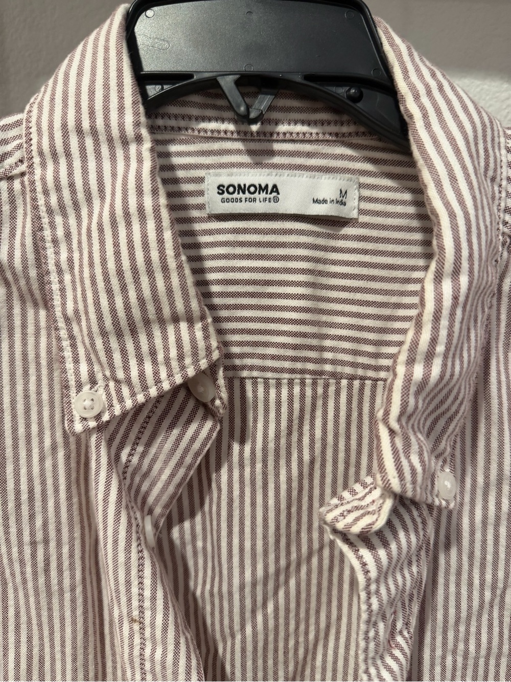 Sonoma Striped Button-Down Shirt in White and Brown